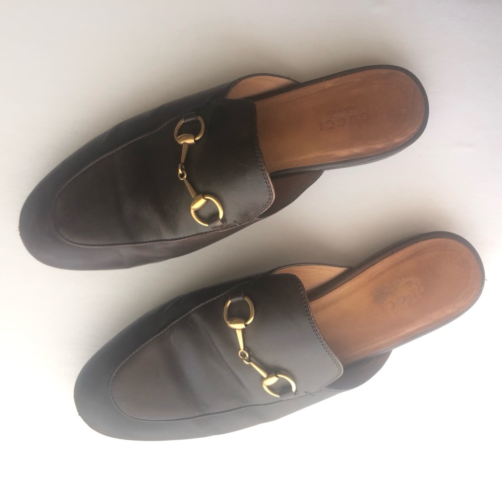 Dark Brown Gucci Princetown Mules